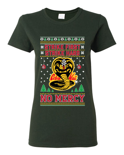 Strike First Strike Hard No Mercy Xmas Ugly Christmas Sweater Womens Graphic T-Shirt