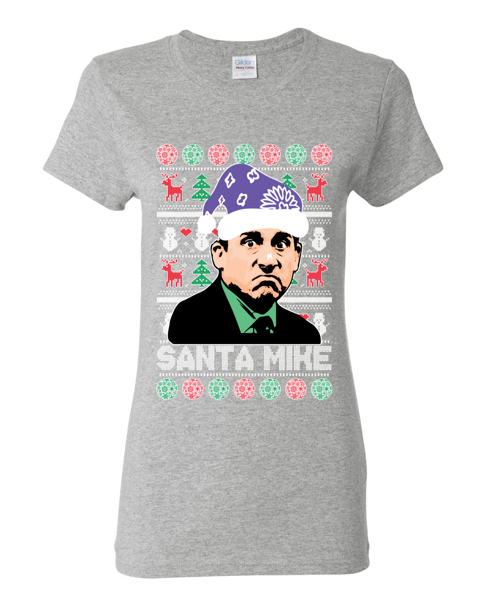 Santa Mike Michael Scott The Office Ugly Christmas Sweater Womens Graphic T-Shirt