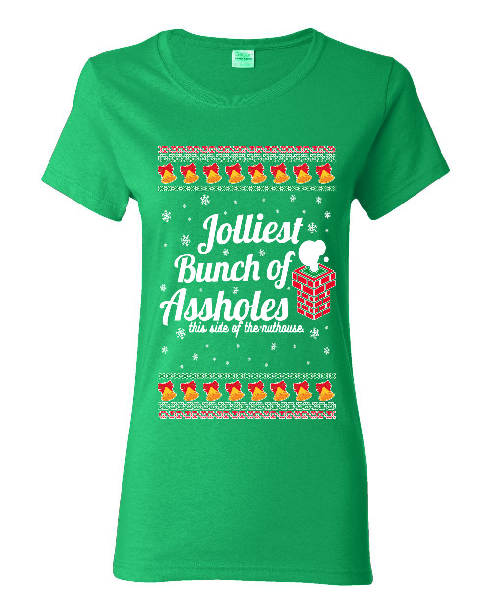 Jolliest Bunch of Assholes Xmas Movie Ugly Christmas Sweater Womens Graphic T-Shirt