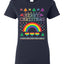 Merry Christmas Rainbow Hearts Womens Graphic T-Shirt