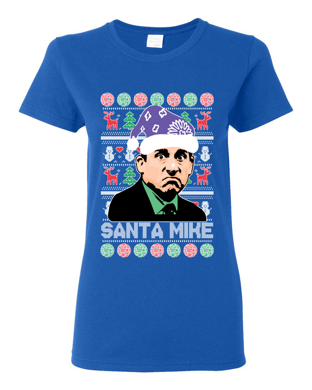 Santa Mike Michael Scott The Office Ugly Christmas Sweater Womens Graphic T-Shirt