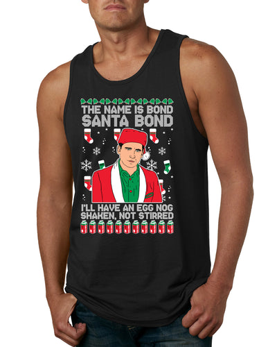 Michael Scott The Name is Bond Santa Bond Ugly Christmas Sweater Mens Graphic Tank Top