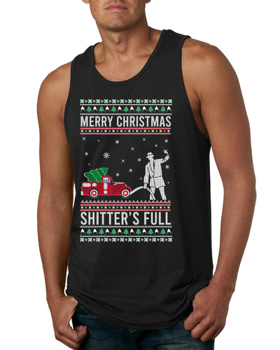 Merry Christmas Shitter's Full Christmas Vacation Ugly Christmas Sweater Mens Graphic Tank Top