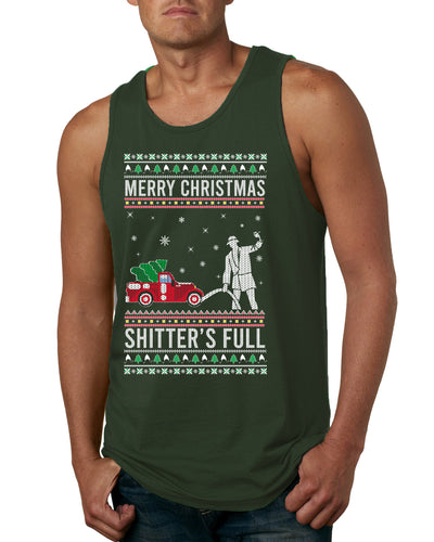 Merry Christmas Shitter's Full Christmas Vacation Ugly Christmas Sweater Mens Graphic Tank Top