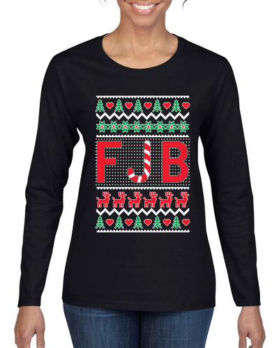 FJB Candy Cane  Ugly Christmas Sweater Womens Graphic Long Sleeve T-Shirt