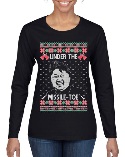 Under The Missle Toe Ugly Christmas Sweater Womens Graphic Long Sleeve T-Shirt