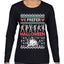I Prefer Halloween Dancing Skeletons Ugly Christmas Sweater Womens Graphic Long Sleeve T-Shirt