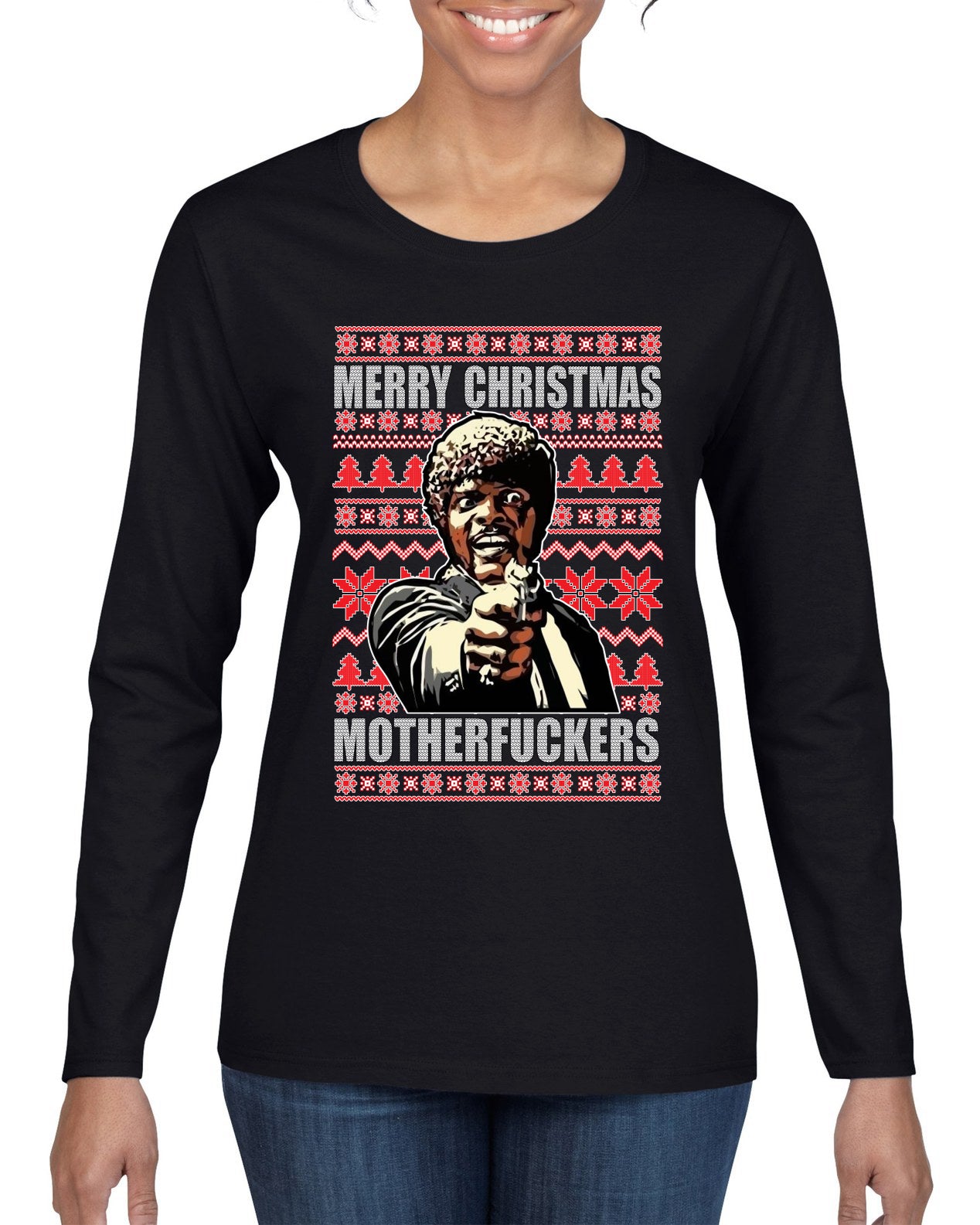 Merry Christmas Motherfuckers Christmas Womens Graphic Long Sleeve T-Shirt
