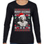 Merry Kissmas  Christmas Womens Graphic Long Sleeve T-Shirt