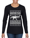 Nakatomi Plaza Christmas Party Survivor 1988 Ugly Christmas Sweater Womens Graphic Long Sleeve T-Shirt