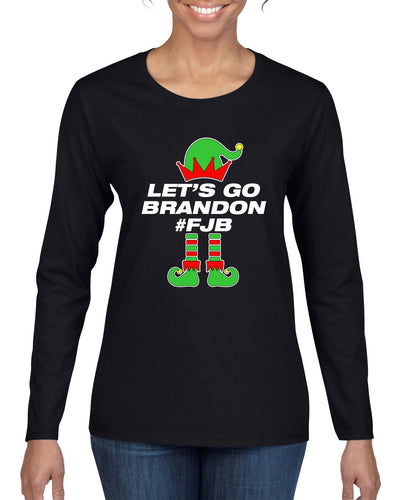 Let's Go Brandon Elf Christmas Womens Graphic Long Sleeve T-Shirt