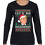 Let's Go Brandon Funny Santa Hat Ugly Christmas Sweater Womens Graphic Long Sleeve T-Shirt