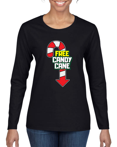Free Candy Cane  Christmas Womens Graphic Long Sleeve T-Shirt