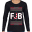 FJB Let's Go Brandon Chant Candy Cane Ugly Christmas Sweater Womens Graphic Long Sleeve T-Shirt