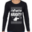 I'm With Naughty Individual Couples Ugly Christmas Sweater Womens Graphic Long Sleeve T-Shirt