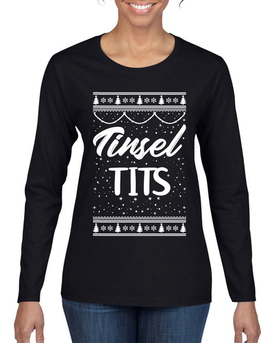 Tinsel Tits Individual Couples Ugly Christmas Sweater Womens Graphic Long Sleeve T-Shirt