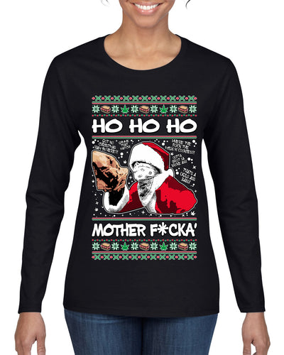 Friday Hood Santa  Ugly Christmas Sweater Womens Graphic Long Sleeve T-Shirt
