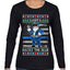 Santa Backs The Blue Pro Police Santa Claus Ugly Christmas Sweater Womens Graphic Long Sleeve T-Shirt