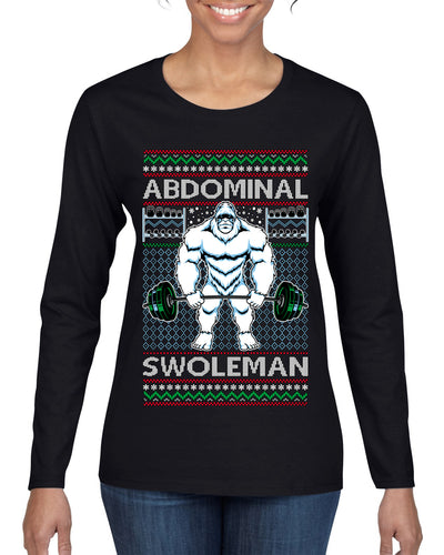 Abdominal Swoleman Fitness Yeti Ugly Christmas Sweater Womens Graphic Long Sleeve T-Shirt