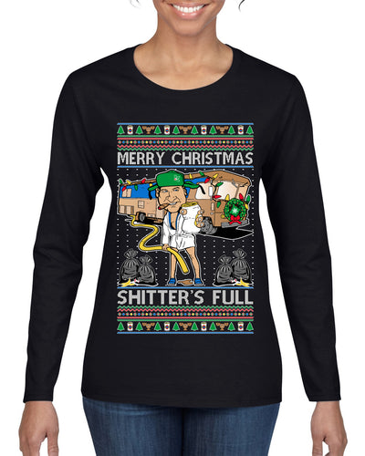 Merry Christmas Shitter's Full Ugly Christmas Sweater Womens Graphic Long Sleeve T-Shirt