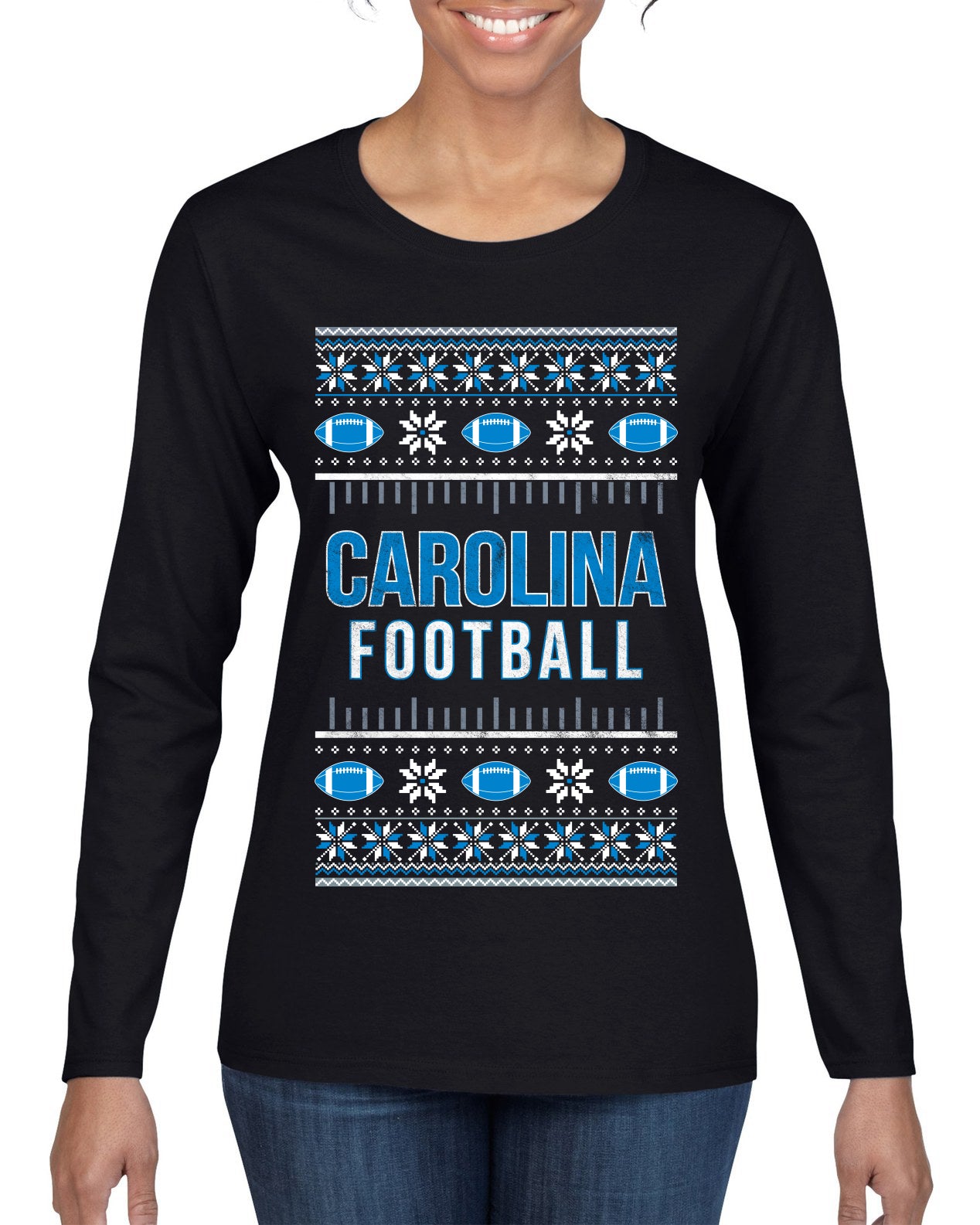 City of Carolina CAR American Football Fantasy Fan Ugly Christmas Sweater Unisex Crewneck Sweatshirt