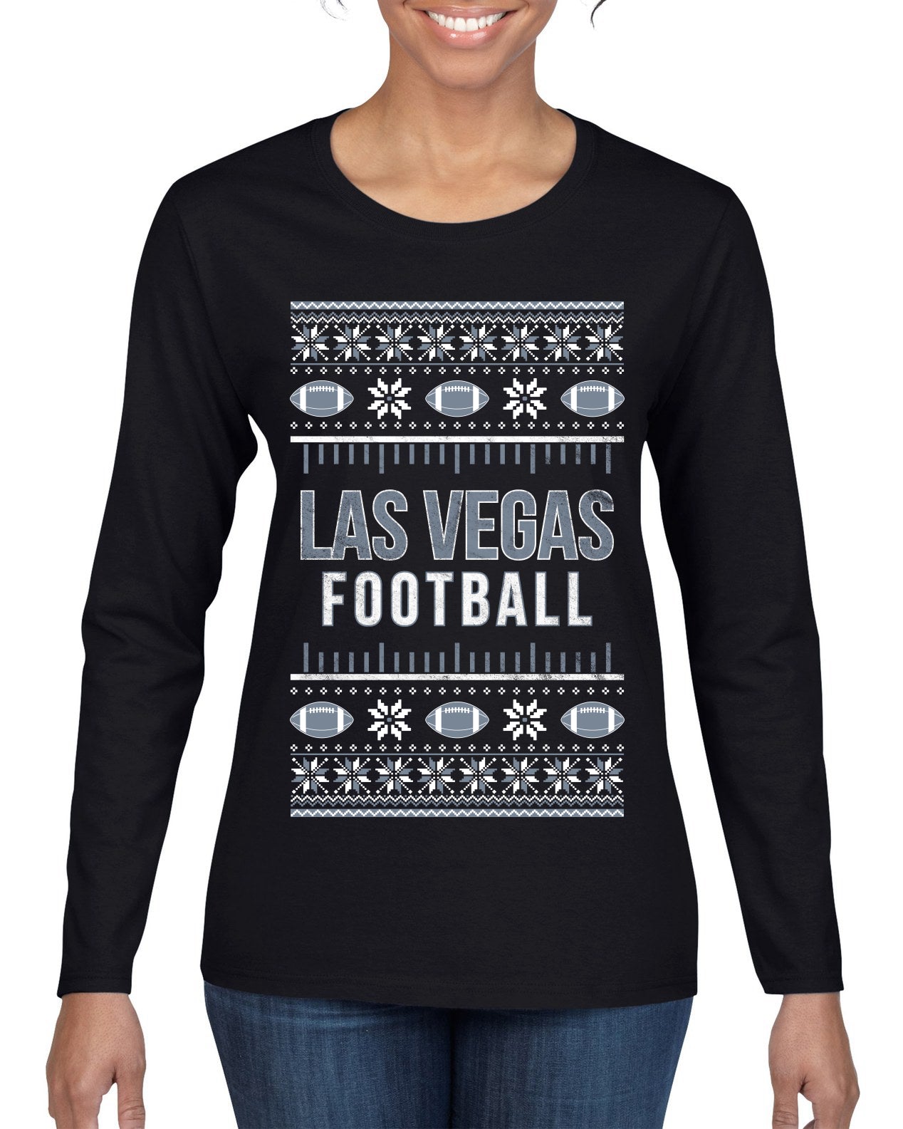 City of Las Vegas LV American Football Fantasy Fan Ugly Christmas Sweater Unisex Crewneck Sweatshirt