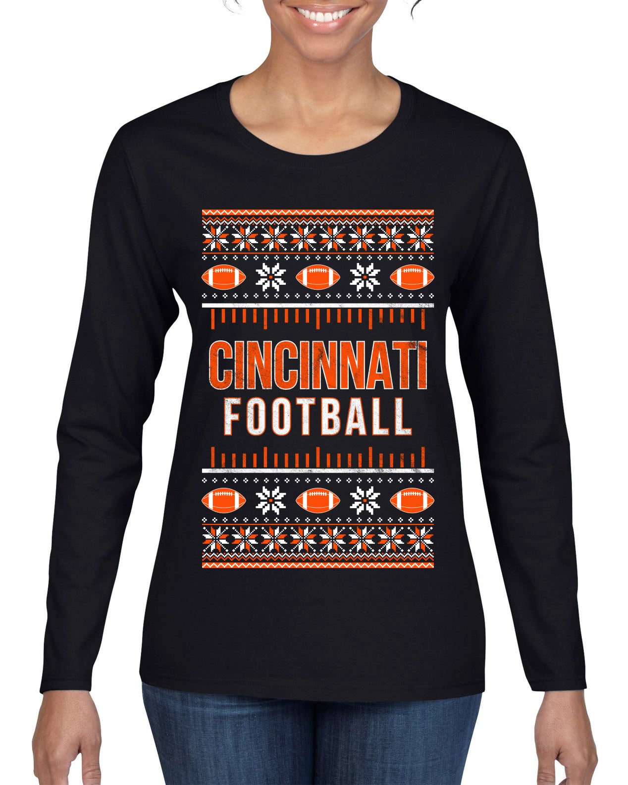 City of Cincinnati CIN American Football Fantasy Fan Ugly Christmas Sweater Unisex Crewneck Sweatshirt
