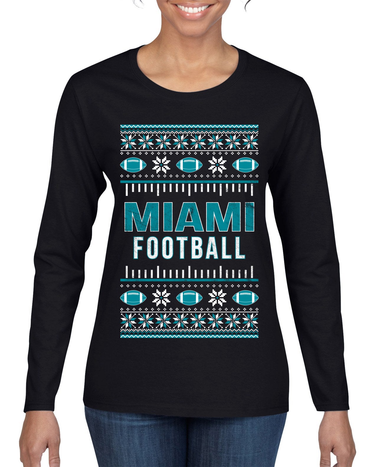 City of Miami MIA American Football Fantasy Fan Ugly Christmas Sweater Unisex Crewneck Sweatshirt