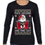 F Around And Find Out Santa Ugly Christmas Sweater Womens Graphic Long Sleeve T-Shirt