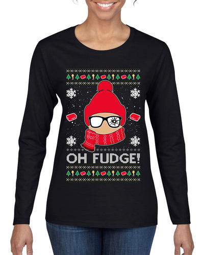 Oh Fudge Funny Story Ugly Christmas Sweater Womens Graphic Long Sleeve T-Shirt