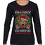 Merry Krampus Santa Folklore Figure Horror Ugly Christmas Sweater Womens Graphic Long Sleeve T-Shirt