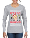 Trump Let’s Go Brandon Ugly Christmas Sweater Womens Graphic Long Sleeve T-Shirt