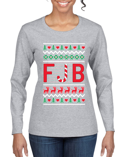 FJB Candy Cane  Ugly Christmas Sweater Womens Graphic Long Sleeve T-Shirt