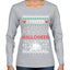 I Prefer Halloween Dancing Skeletons Ugly Christmas Sweater Womens Graphic Long Sleeve T-Shirt
