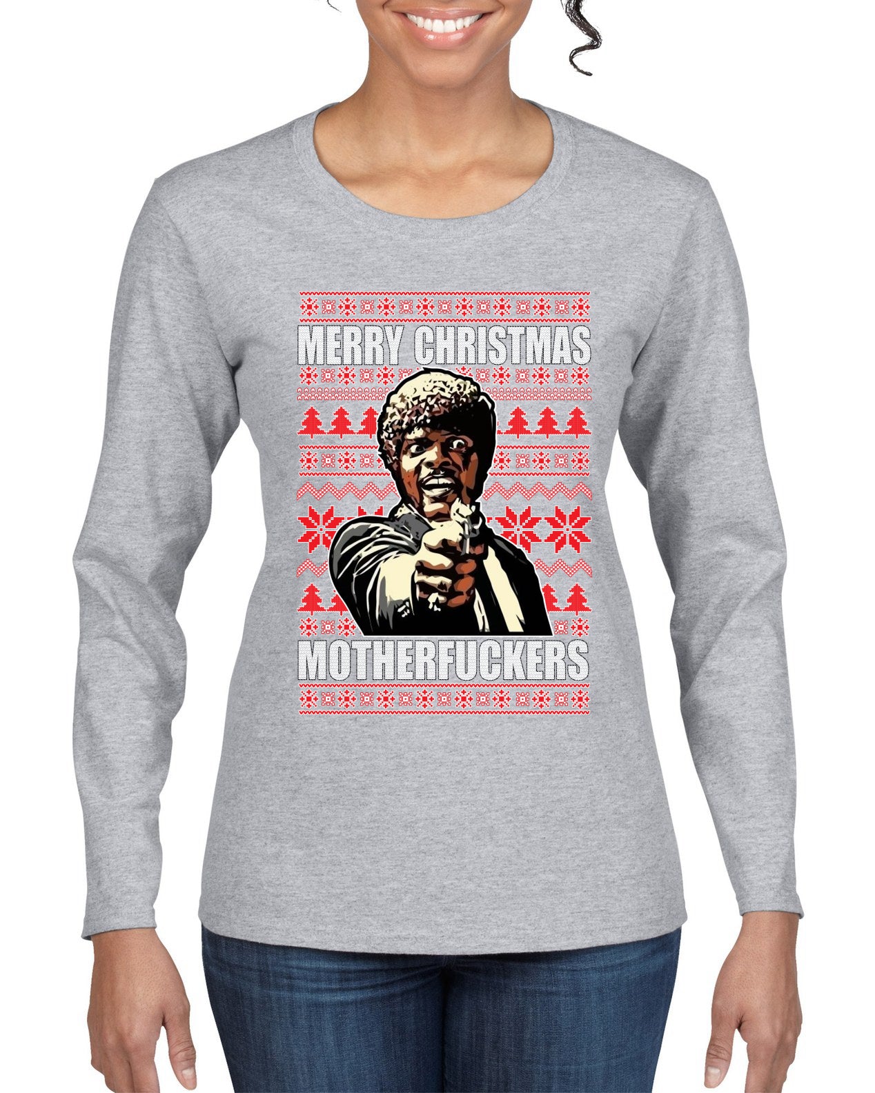 Merry Christmas Motherfuckers Christmas Womens Graphic Long Sleeve T-Shirt