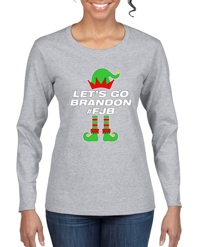 Let's Go Brandon Elf Christmas Womens Graphic Long Sleeve T-Shirt