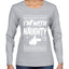I'm With Naughty Individual Couples Ugly Christmas Sweater Womens Graphic Long Sleeve T-Shirt