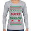 This Ugly Sweater Sucks But I Swallow Ugly Christmas Sweater Womens Graphic Long Sleeve T-Shirt