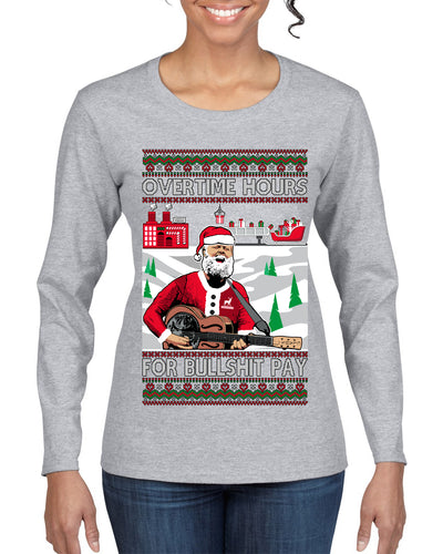 Overtime Hours Rich Men North of Richmond Ugly Christmas Sweater Womens Graphic Long Sleeve T-Shirt
