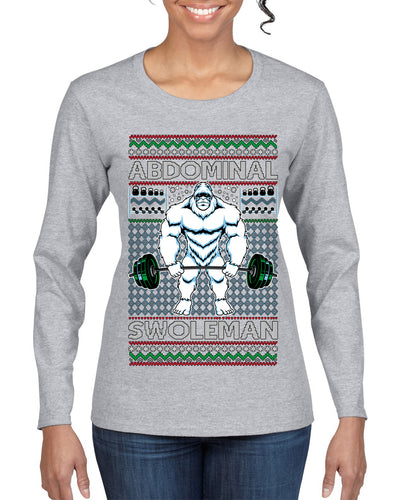 Abdominal Swoleman Fitness Yeti Ugly Christmas Sweater Womens Graphic Long Sleeve T-Shirt