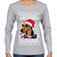 Twas The Nizzle Before Chrismizzle Gangster Dogg Rapper Ugly Christmas Sweater Womens Graphic Long Sleeve T-Shirt