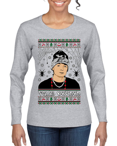Peso Feliz Navidad Pluma Ugly Christmas Sweater Womens Graphic Long Sleeve T-Shirt