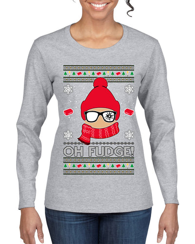 Oh Fudge Funny Story Ugly Christmas Sweater Womens Graphic Long Sleeve T-Shirt