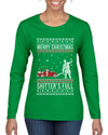 Merry Christmas Shitter's Full Christmas Vacation Ugly Christmas Sweater Womens Graphic Long Sleeve T-Shirt