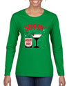 Sippin' On The Holiday Spirit Christmas Womens Graphic Long Sleeve T-Shirt