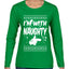 I'm With Naughty Individual Couples Ugly Christmas Sweater Womens Graphic Long Sleeve T-Shirt