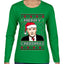 Merry Creedmas Office Humor TV  Ugly Christmas Sweater Womens Graphic Long Sleeve T-Shirt
