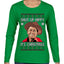 Shut Up Hippy It's Christmas Ugly Christmas Sweater Womens Graphic Long Sleeve T-Shirt