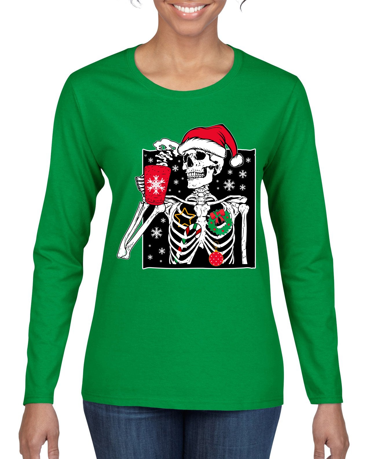When You're Dead Inside But It's Christmas Christmas Womens Graphic Long Sleeve T-Shirt