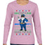 Santa Backs The Blue Pro Police Santa Claus Ugly Christmas Sweater Womens Graphic Long Sleeve T-Shirt
